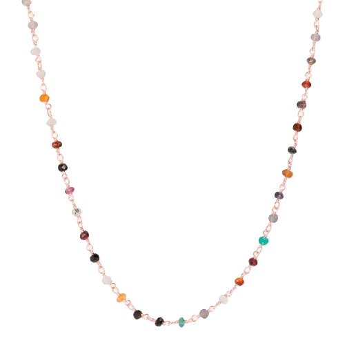 Bronzallure - collana rosario lunga con quarzo multicolore